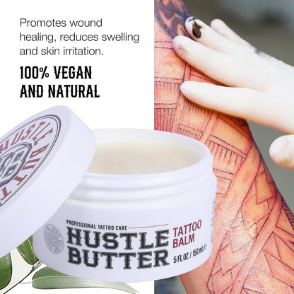 TATTOO HUSTLE BUTTER DELUXE ORIGINAL – 2x150ml vegan tattoo cream with natural ingredients like mango, papaya &amp; shea butter to promote healing, reduces redness and swelling – pre- and aftercare balm