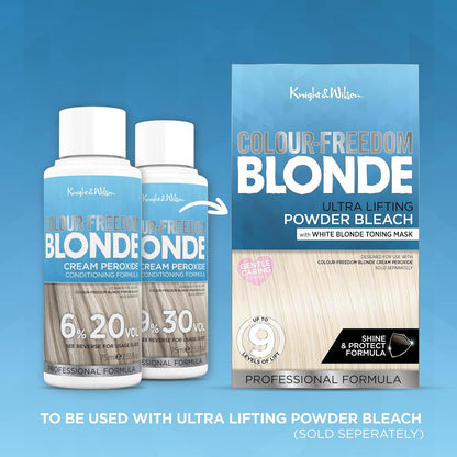 Knight &amp; Wilson Colour Freedom Blonde Developer 6% 20VOL. Permanent lightening high lift Cream Developer For use with Colour Freedom Ultra Lifting Powder Bleach. 75ml