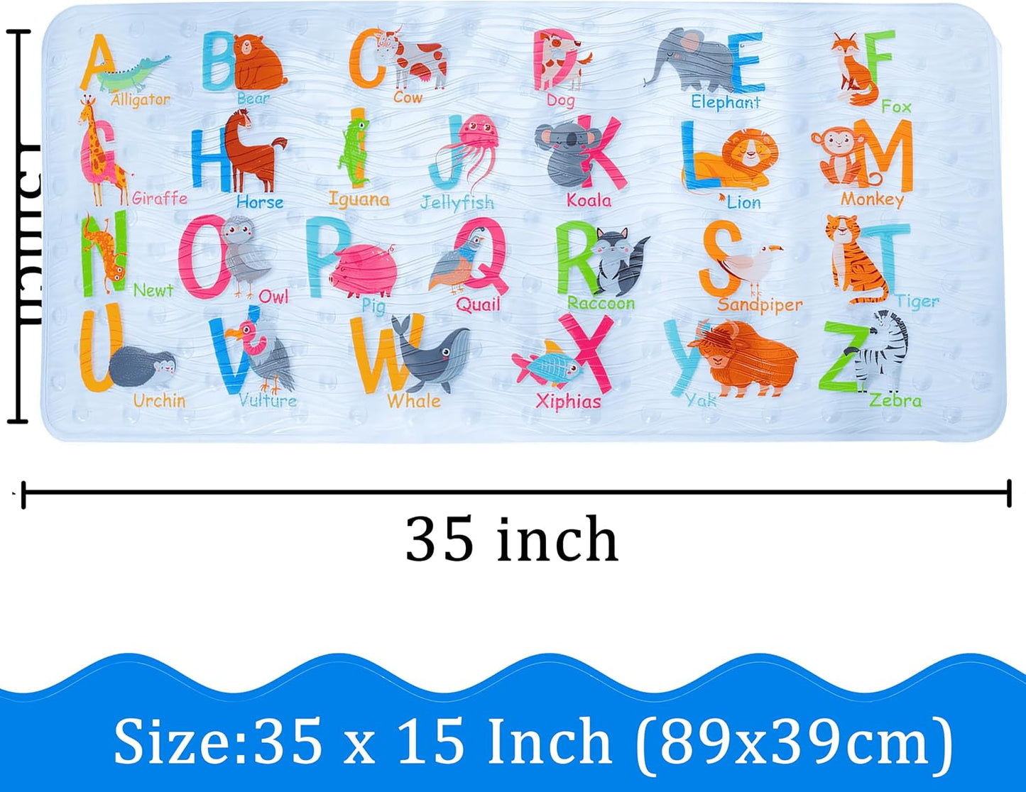 Cartoon Non Slip Bathtub Mat - 90 * 40 CM XL Large Size Anti Slip Shower Mats for Floor Tub Mats (Alphabet)