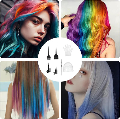 1 Pcs Silicone Pre-Punched Hair Highlighting Cap for Colouring and | Streaking, with 5 Coloring Brushes and 1 Needle, for Salon
