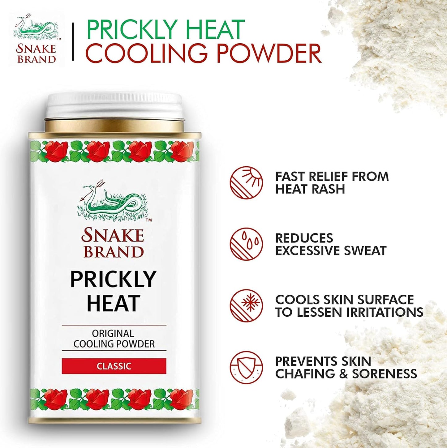 Prickly Heat Powder Snake Brand (140 gram)