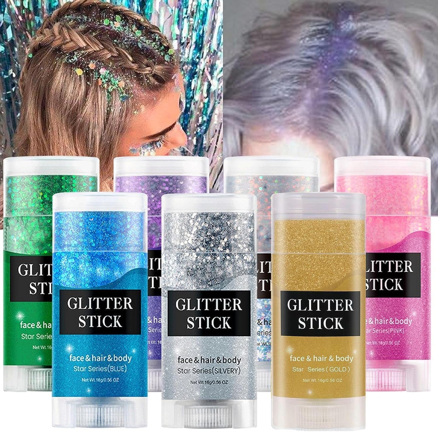 Go Ho Green Body Glitter Stick,Rotating Mermaid Face Glitter Stick,Holographic Glitters for Face/Body/Hair/Eye,Sparkling Festival Makeup for Women