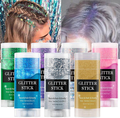 Go Ho Green Body Glitter Stick,Rotating Mermaid Face Glitter Stick,Holographic Glitters for Face/Body/Hair/Eye,Sparkling Festival Makeup for Women