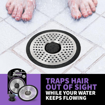 ShowerShroom Ultra Revolutionary Shower Hair Catcher Drain Protector, Stainless Steel