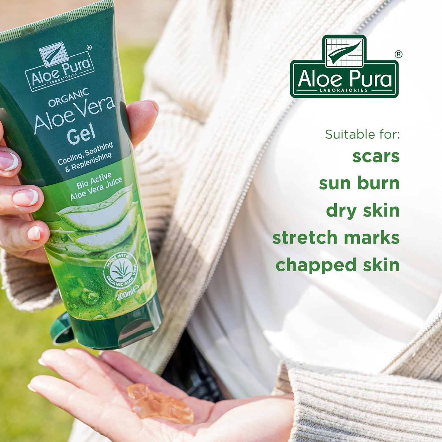 Aloe Pura, Organic Aloe Vera Gel with Vitamin's A, C and E, Natural, Vegan, Cruelty Free, Paraben and SLS Free, Soothing, Restoring, 200 ml