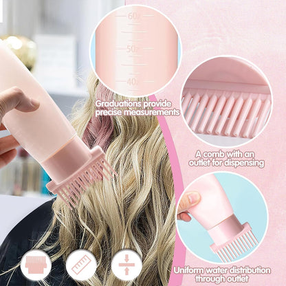 2 Hair Oil Applicator Bottle 180ml with 2 Scalp Massager, Oil Applicator Bottle for Hair with Scale, Oil Bottle for Hair Even Dyeing, Root Comb Applicator Brush Easy to Apply