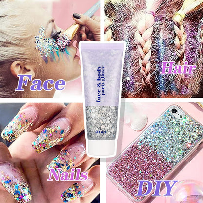 Dacitiery 3Pcs Body Glitter Gel, 50 ml Mermaid Sequins Sparkling Liquid Eyeshadow Sequins Glitter for Face Body Eye Hair Nail DIY Art Festival Party Makeup Decoration