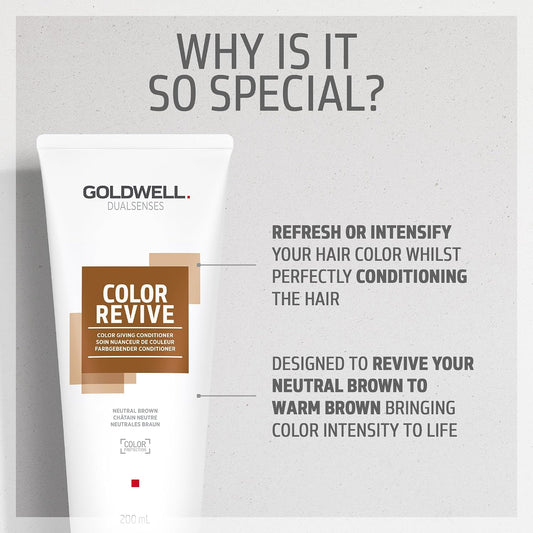 Goldwell Dualsenses Color Revive Conditioner, Neutral Brown, Refreshes Color, 200ml