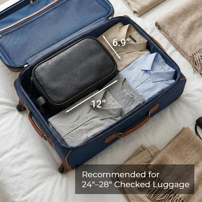 Elviros Water-Resistant PU Leather Toiletry Bag for Men Large Travel Wash Bag Shaving Dopp Kit Bathroom Gym Toiletries Makeup Organizer with Wet Dry Bag,Gift for Men