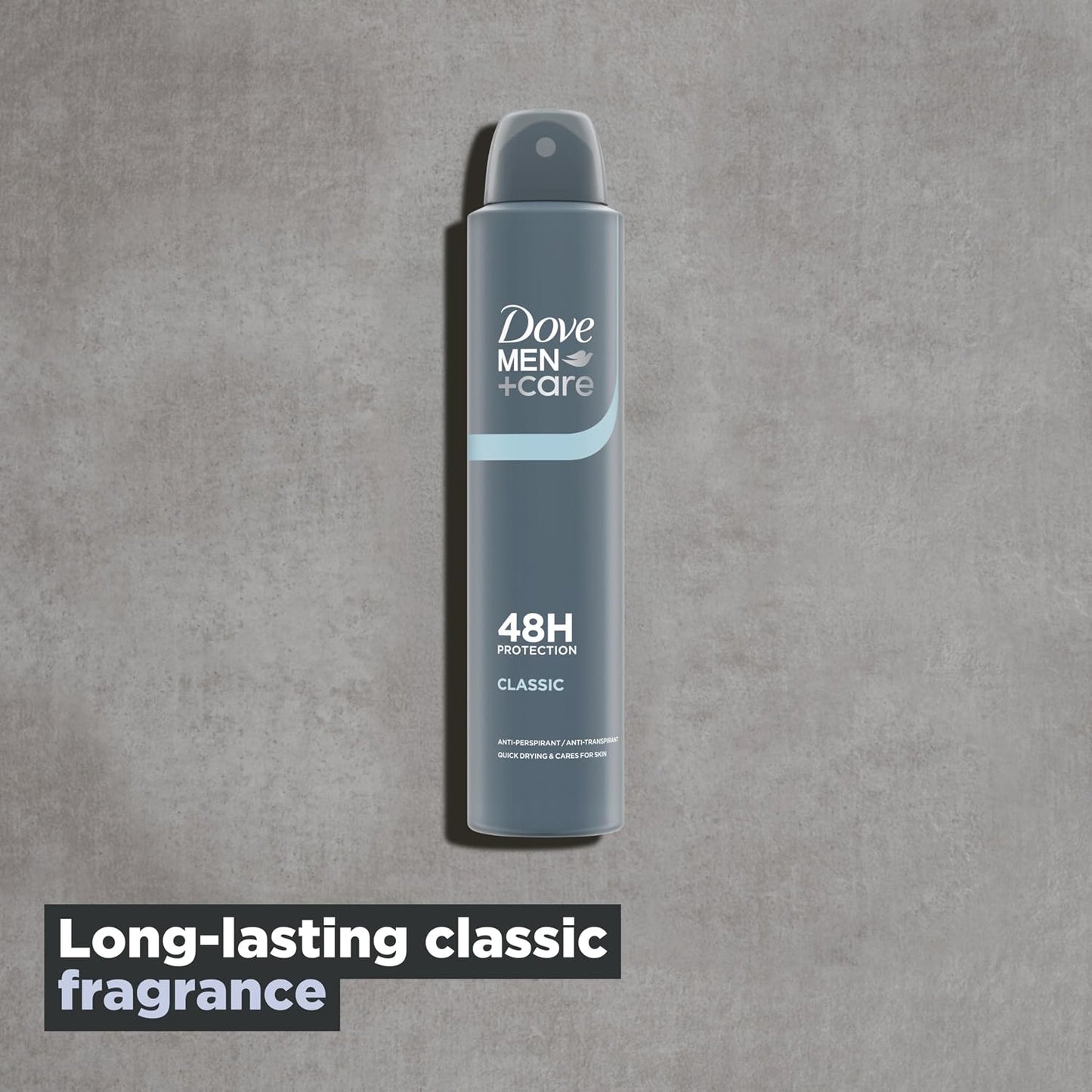Dove Men+Care Classic Anti-Perspirant Aerosol Deodorant Spray with ¼ moisturising cream for 48 hour protection against sweat and odour 6x 200 ml