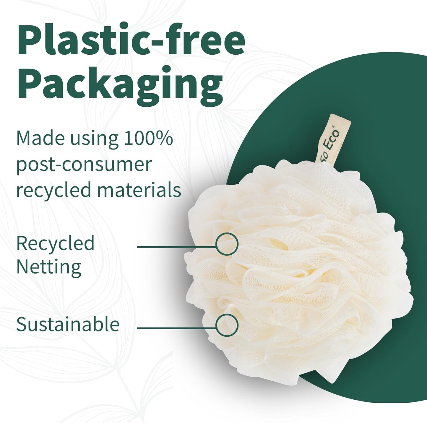 So Eco Bath &amp; Shower Pouf – 100% Recycled Netting, Gentle Exfoliating Sponge for Daily Cleansing – Vegan &amp; Plastic-Free Packaging - 70g
