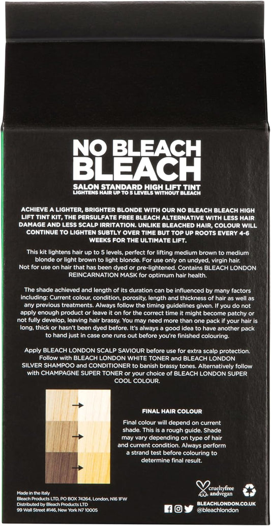 Bleach London No Bleach Bleach - Persulfate-Free High Lift Tint for Gentle Lightening - Takes Hair Up to 5 Shades Lighter - Suitable for All Hair Types - (Complete Kit)