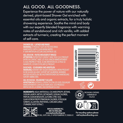 Baylis &amp; Harding Goodness Men's Sandalwood &amp; Vanilla Natural Shower Gel, 500 ml (Pack Of 3) - Vegan Friendly