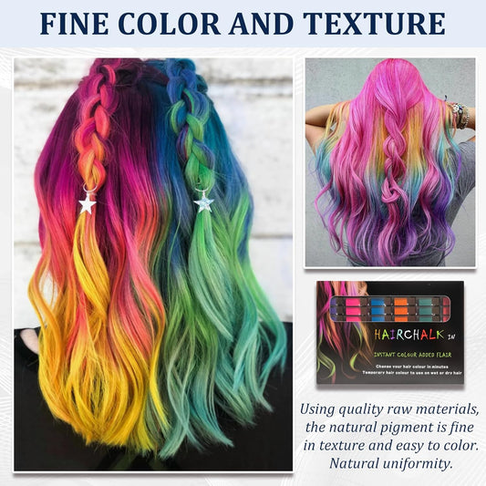 Hair Chalk Comb, 6 Colors Temporary Hair Dye Gifts for Adults - Non-Toxic Washable Hair Chalk for Women,Temporary Bright Hair Color Cream for Festival, Party, Christmas, Halloween, Birthday