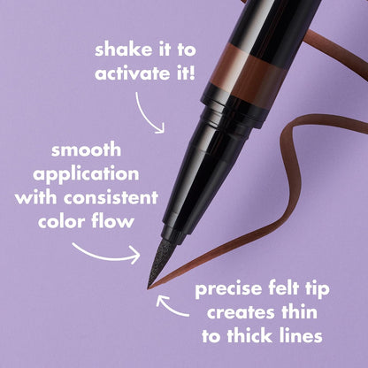 e.l.f. H2O Proof Eyeliner Pen, Felt Tip, Waterproof, Long-Lasting, High-Pigment Liner for Bold Looks, Vegan &amp; Cruelty-Free, Deep Brown