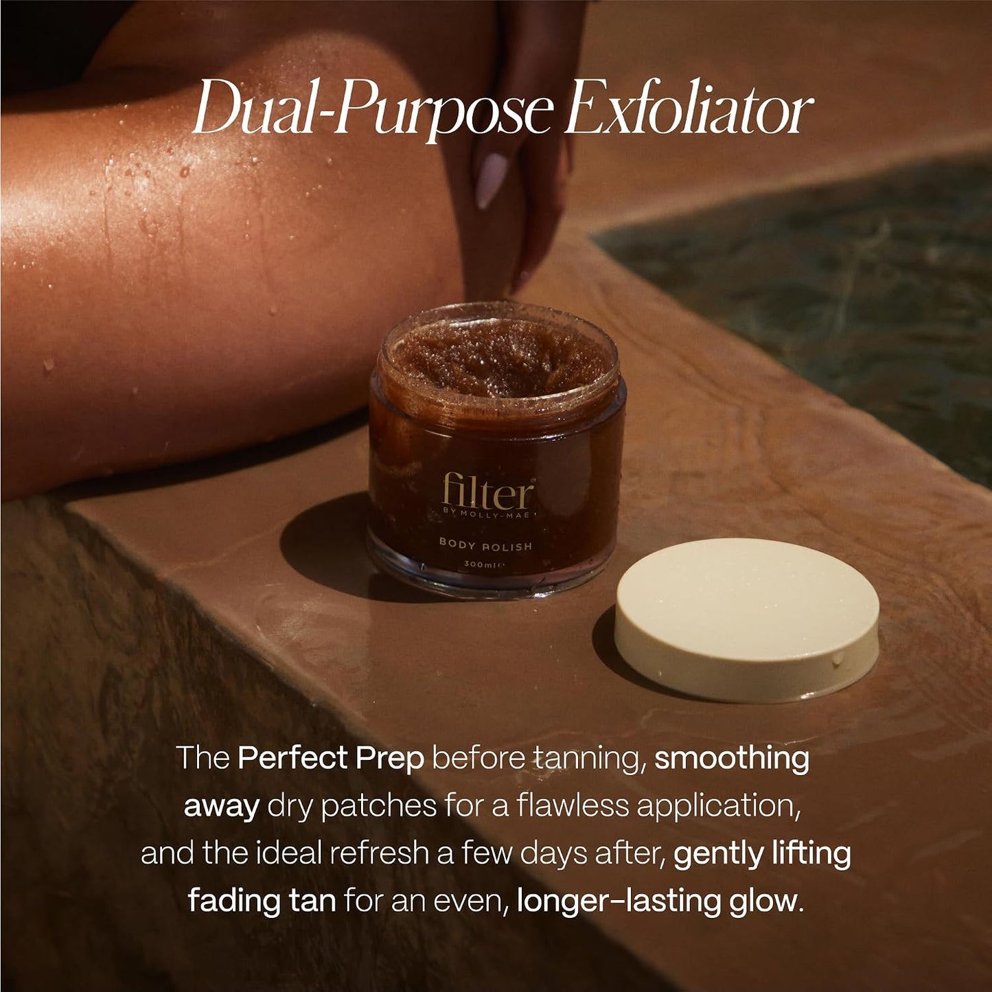 Filter by Molly-Mae Body Polish Scrub 300ml | Moisturising Scrub with Apricot Kernel Oil &amp; Shea Butter | Fake Tan Remover &amp; Pre Tan Applicator | Anti-Inflammatory