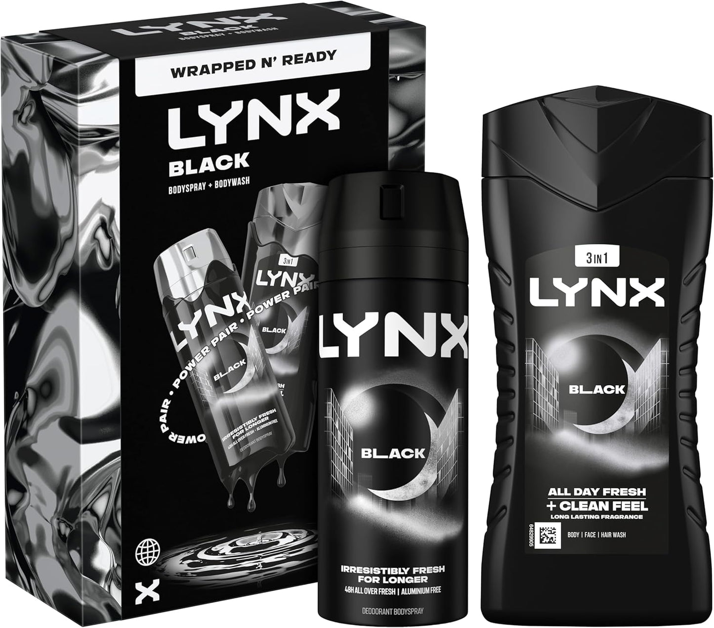 Lynx Black Duo Gift Set with a body wash and a body spray perfect for any occasion 2 piece