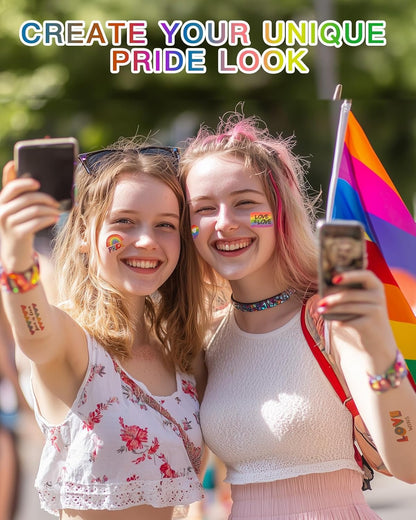 Rainbow Pride Makeup Kit - 1 Reusable Face Paint Sticks (100+ Uses) + 5 Tattoos | Gentle Formula for Sensitive Skin | LGBTQ+ Parade &amp; Festival Essentials