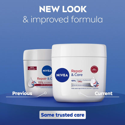 NIVEA Repair &amp; Care Urea Cream (400ml), Deeply Hydrating Moisturising Cream, Moisturises Dry Skin With Urea and Glycerine for 72H, Ideal for Body, Hand and Face