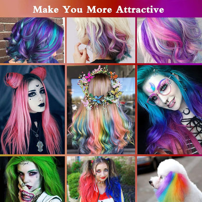 Hair Chalks for Colour Dyeing, 8 Coloured Hair Dye Temporary, Eight Washable Hair Dye Colours for Men and Women, Also Suitable for Eyelashes Eyebrow (15ml per Bottle)