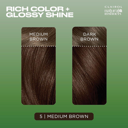 Clairol Natural Instincts Semi-Permanent No Ammonia Hair Dye, 5 Medium Brown