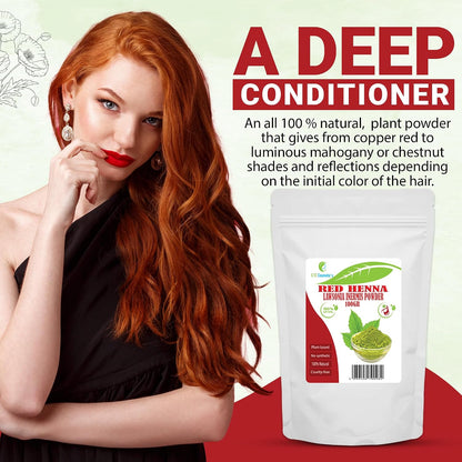 ETC Cosmetic's Red Henna - Lawsonia Inermis - 100g Powder - Natural - Improves Hair Appearance &amp; Conditions - All Hair Types - Demi-Permanent - Not Suitable for Red Hair
