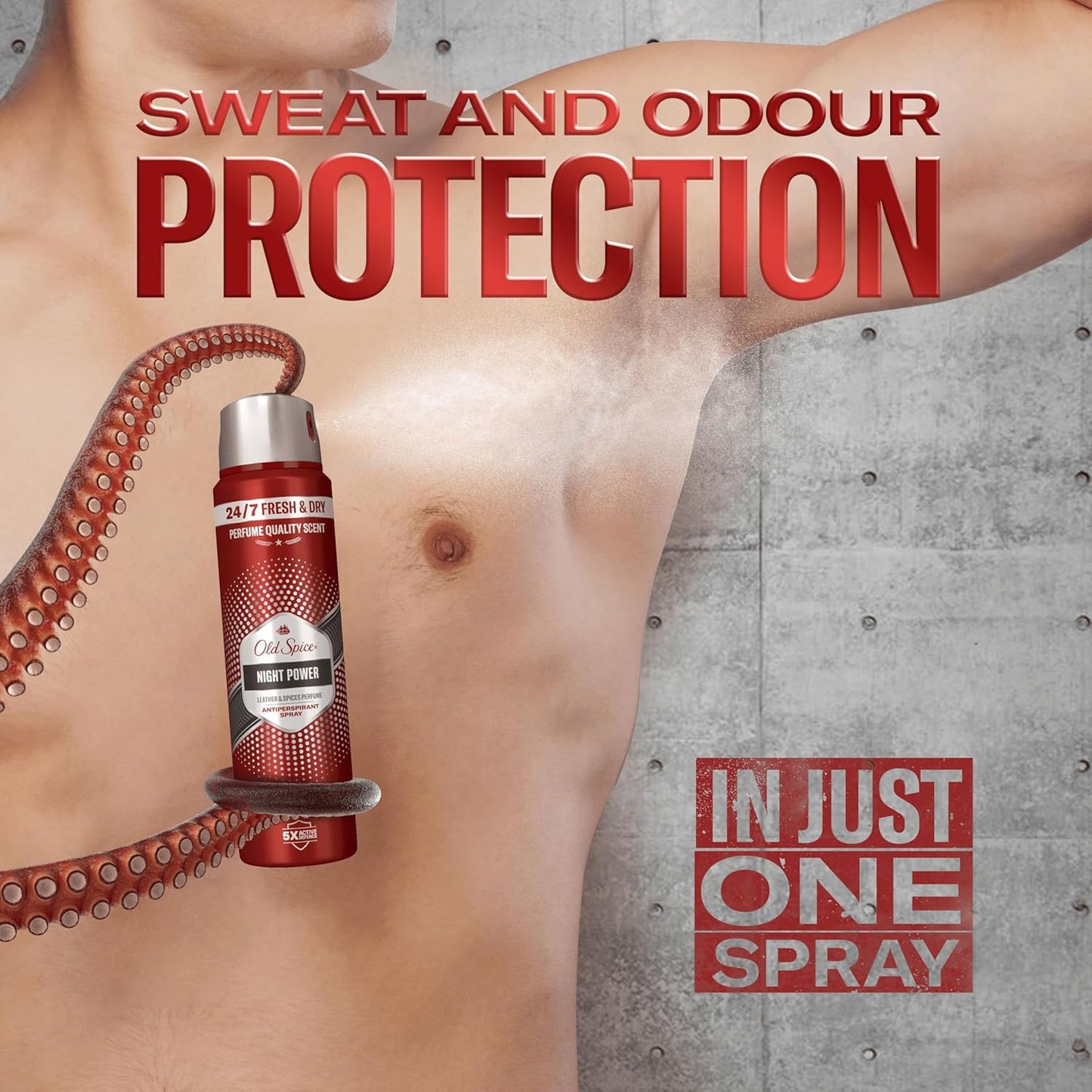 Old Spice Night Power Mens Antiperspirant Deodorant Spray, 24/7 Anti Perspirant for Men, Deodrant VALUE PACK, Long Lasting Perfume Quality Scent 6x150ml