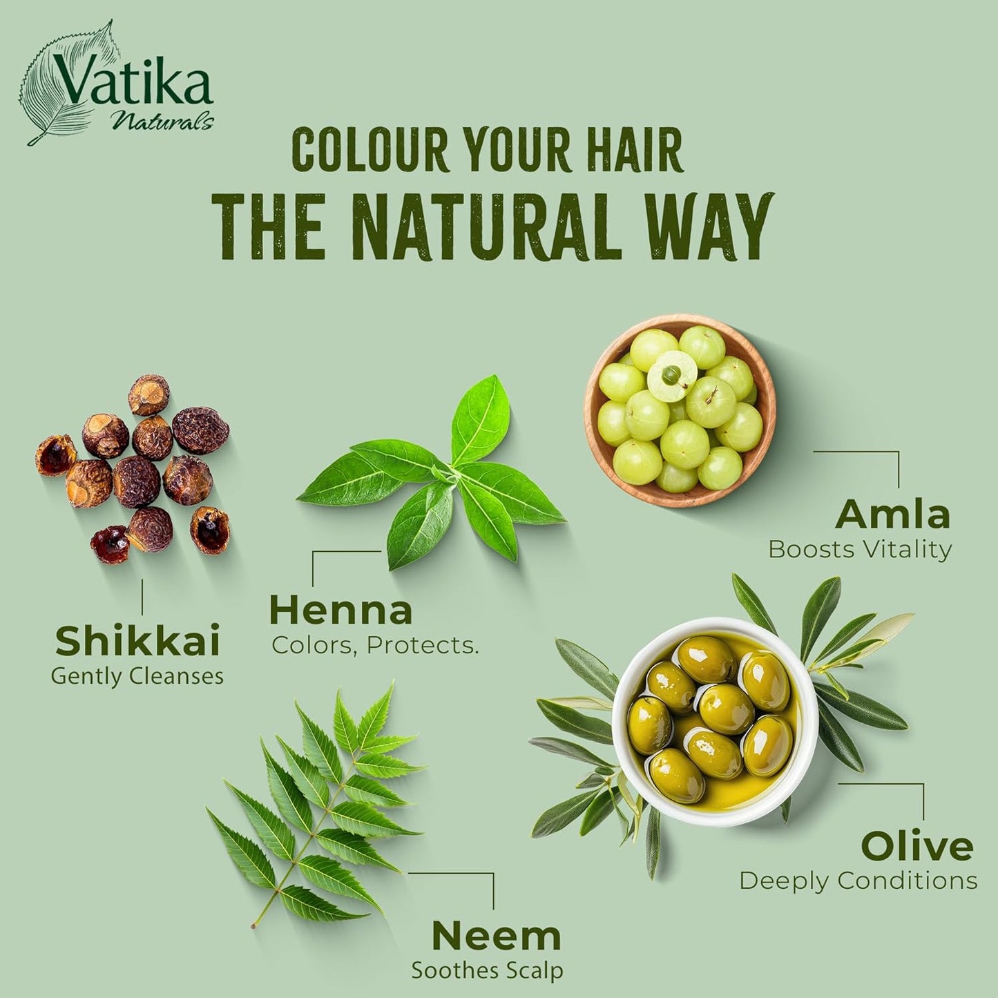 Vatika Henna Rich Black Hair Colour - 60g (6 x 10g Sachets), 100% Ammonia Free, For Vibrant Color, Shine, &amp; Coverage (Packaging May Vary)