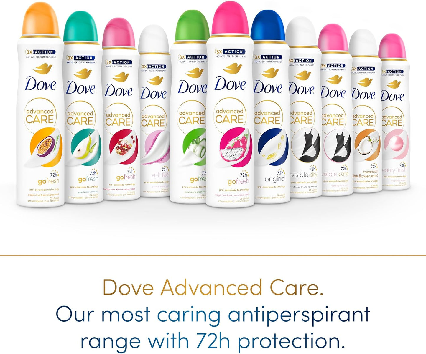 Dove Advanced Care Go Fresh Pear &amp; Aloe Vera Scent Anti-Perspirant Aerosol Women's Deodorant Spray with Pro-Ceramide technology for 72 hour protection against sweat and odour 200 ml