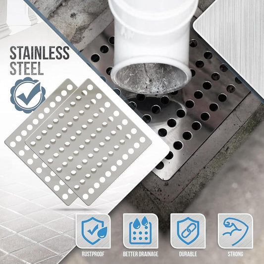 2-Pack 15x15 Centimeter Rustproof Stainless Steel Swirl Drain Covers - Hopper Lids - Outdoor Drain Cover - Metal Drain Covers Outdoor