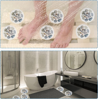10Pcs Non-Slip Bathtub Stickers Bath Stickers with Plastic Scraper | Non Slip Shower Stickers Bathtub Decoration Sticker Stone Pattern Decoration Bath Safety Sticker Shower Grip Sticker for Bath