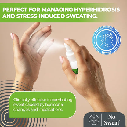 No Sweat Maximum Strength Clinical Antiperspirant Spray, Strong Deodorant for Excessive Sweating &amp; Hyperhidrosis Treatment, Lasts up to 7 Days-50 ML - Packing May Vary