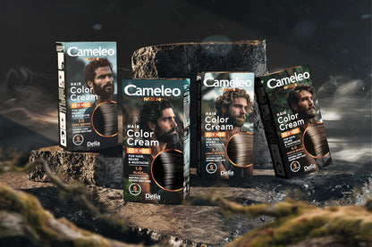 Cameleo Men - Permanent Hair Dye | Dark Brown Colour for Hair Beard &amp; Moustache | Natural Colour Effect in 5 Minutes | Cover Grey Hair | Ammonia FREE | 30ml