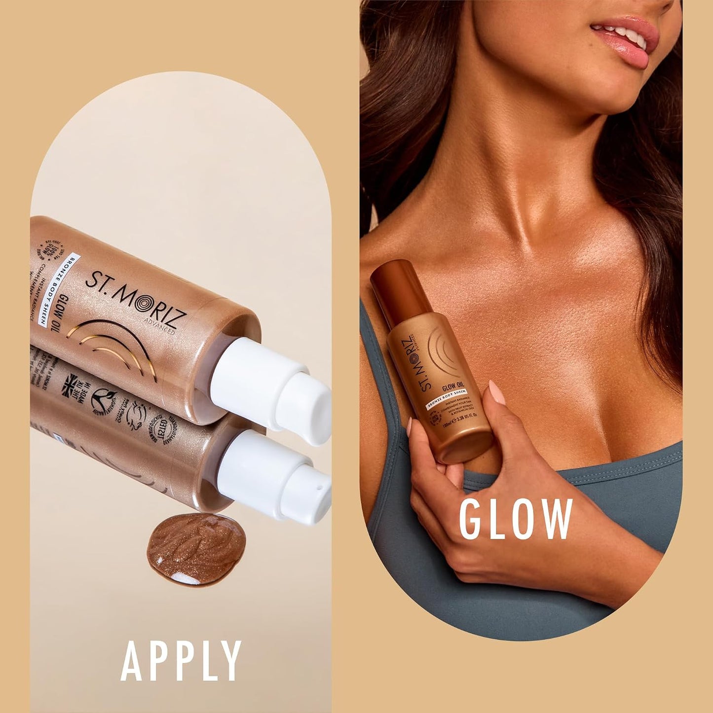 St Moriz Advanced Glow Oil | Bronze Body Sheen for Instant Skin Radiance &amp; Rich Hydration | Body Glow Enhancer | Shimmering Liquid Bronzer | Compliments Your Tan | Vegan | Cruelty Free | 100ml