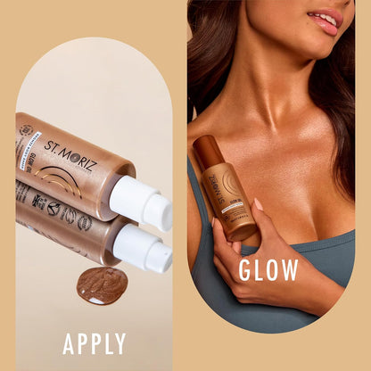 St Moriz Advanced Glow Oil | Bronze Body Sheen for Instant Skin Radiance &amp; Rich Hydration | Body Glow Enhancer | Shimmering Liquid Bronzer | Compliments Your Tan | Vegan | Cruelty Free | 100ml