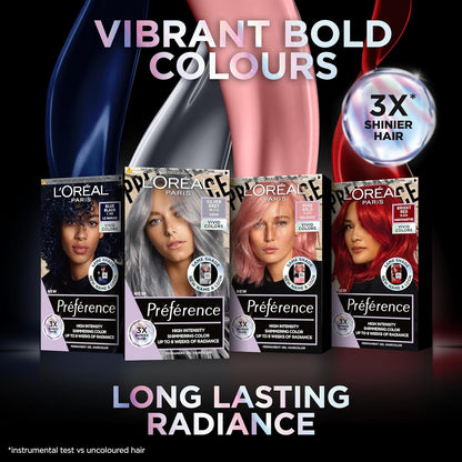 L'Oréal Paris Permanent Hair Colour, Long-Lasting Shine and Intense Colour, For up to 8 Weeks, Preference Vivids (Colorista), Blue Black 1.102, x1 pack