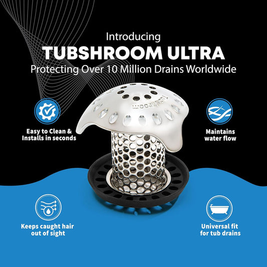 TubShroom Bathtub Hair Catcher Drain Protector Silicone Stainless Steel Standard