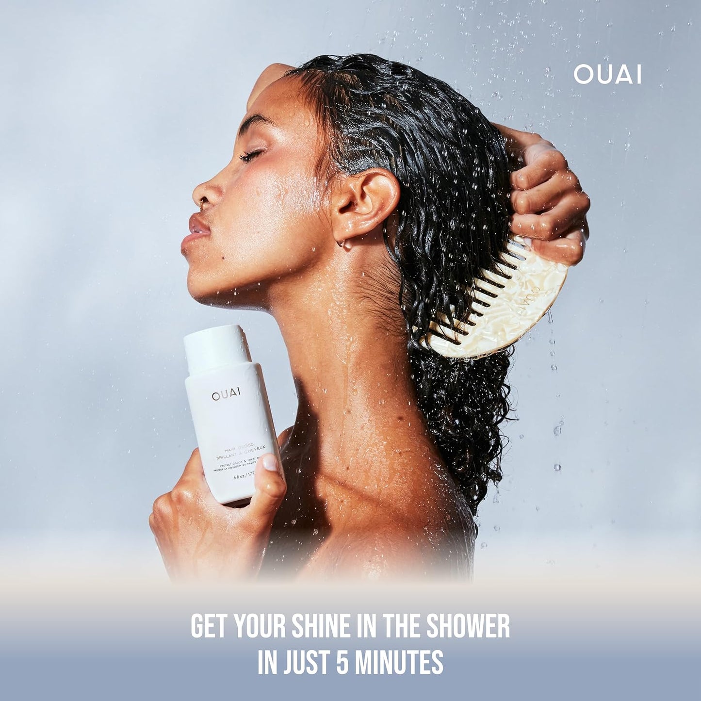 OUAI Hair Gloss - In-Shower Shiny Hair Treatment with Frizz Control - Heat Protectant Hair Glaze Infused with Hyaluronic Acid, Rice Water + Panthenol - Paraben, Phthalate &amp; Sulfate Free (177ml)