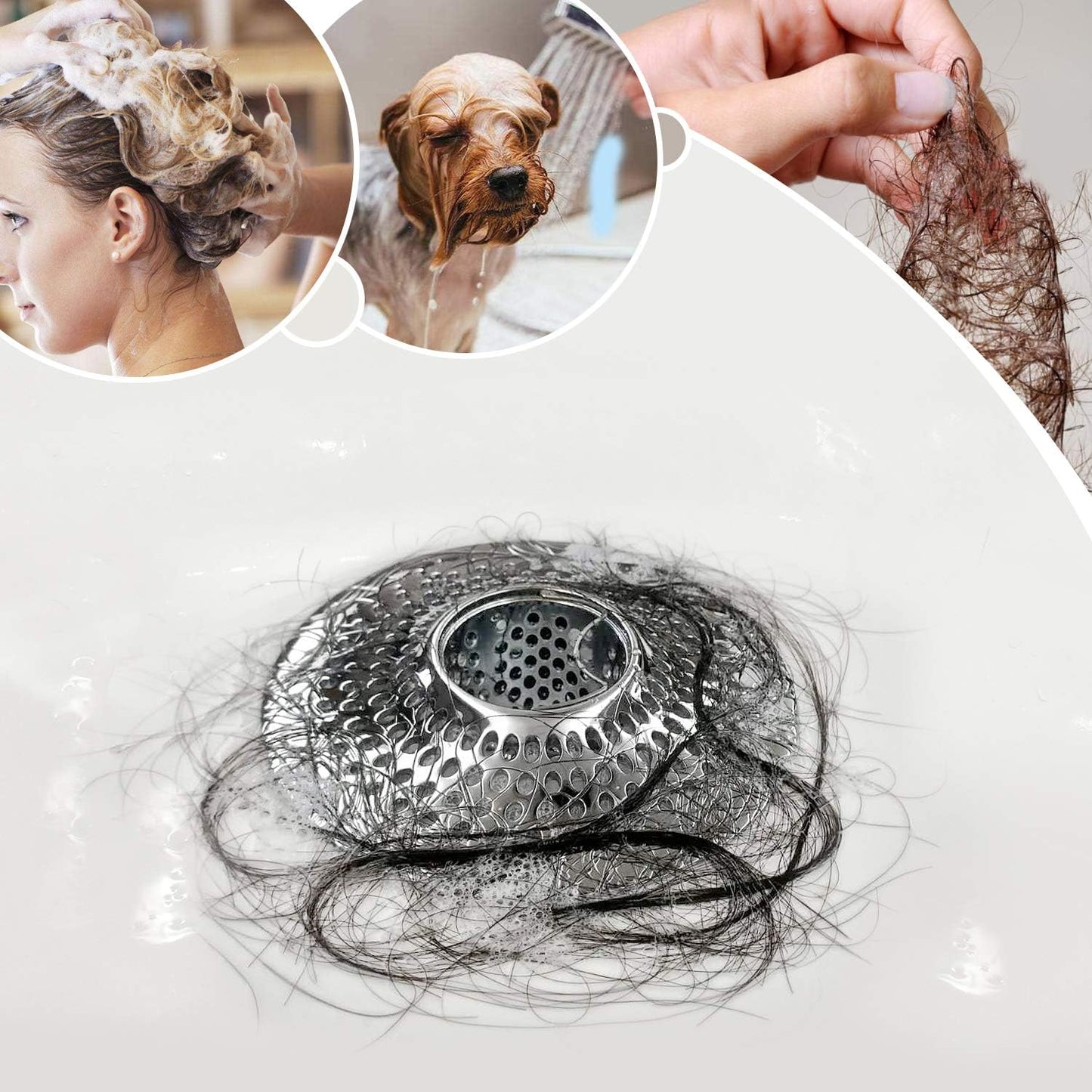 LEKEYE Drain Hair Catcher/Bathtub Shower Drain Hair Trap/Strainer Stainless Steel Drain Protector