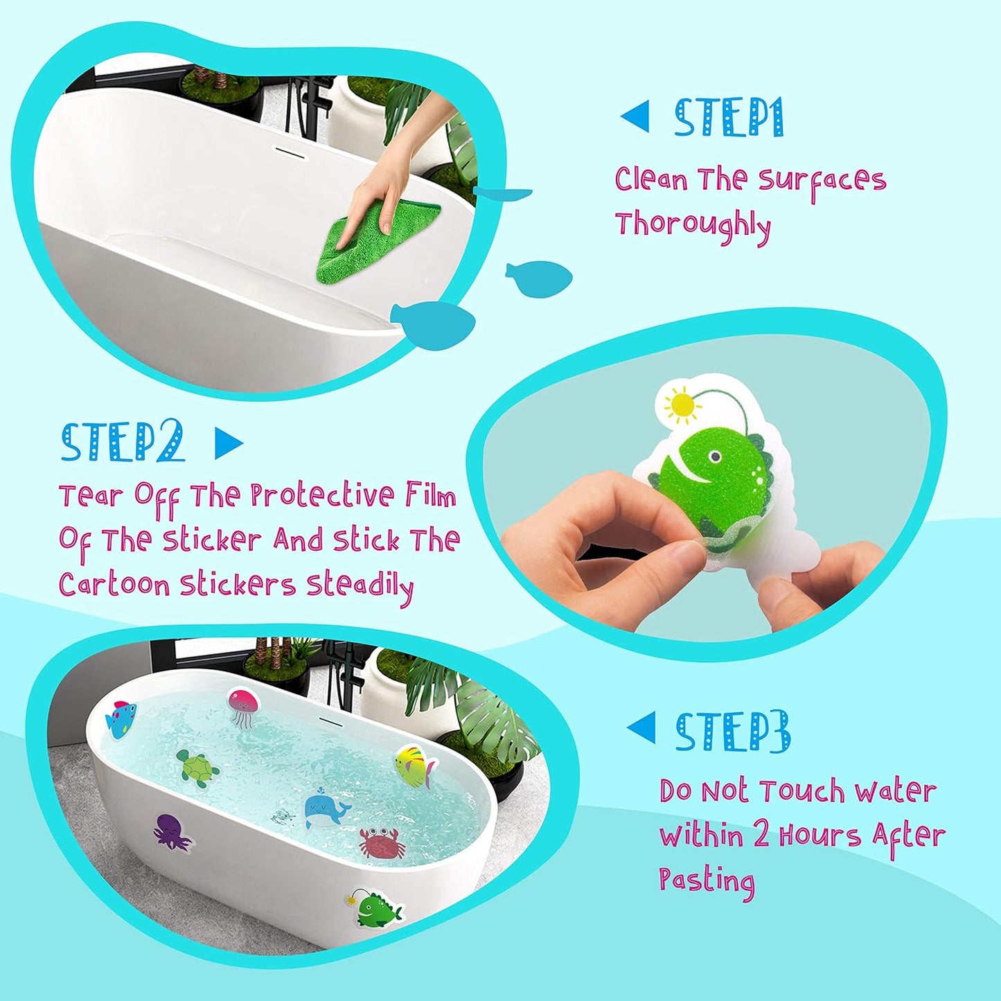 30 Adorable Non-Slip Sea Animal Bathtub Shower Deco Water-Resistance Stickers in 30 Designs