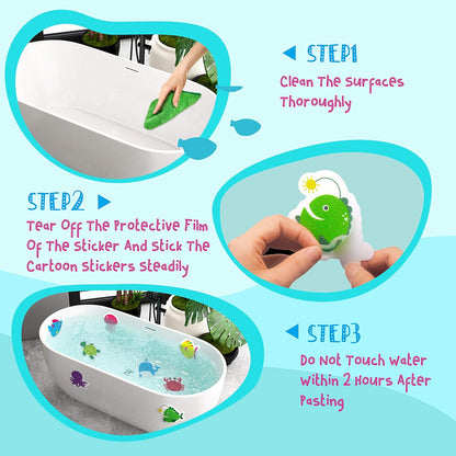 30 Adorable Non-Slip Sea Animal Bathtub Shower Deco Water-Resistance Stickers in 30 Designs