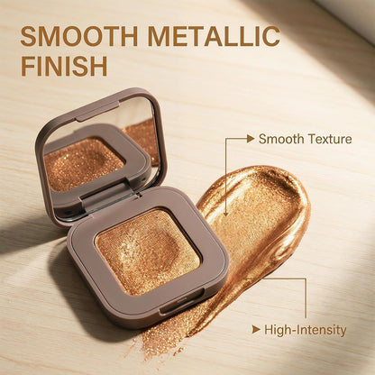 Holographic Eyeshadow – Duochrome Orange Gold Glitter Palette, Iridescent | Duochrome orange red gold glitter eyeshadow. Iridescent color shift. Creamy shimmer for festival, rave &amp; party looks.