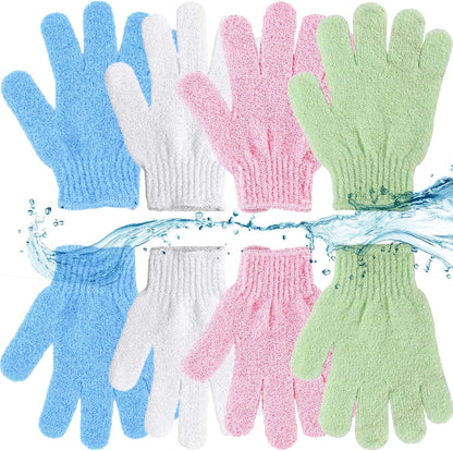 8 Pcs Shower Gloves Exfoliating, Double Sided Deep Clean Body Exfoliator Scrub for Women &amp; Men (4 Pairs) Shower Gloves Bath Sponge Exfoliating Mitt for Shower, Spa, Massage, Dead Skin Cell Remover
