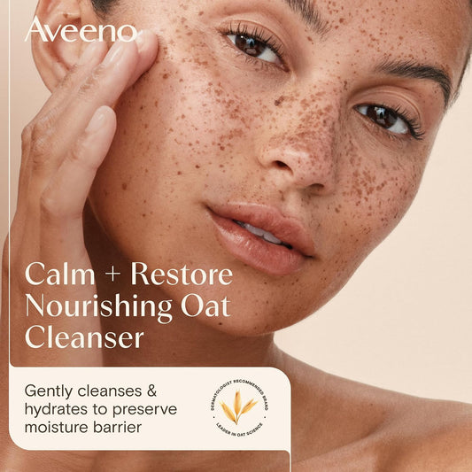 AVEENO Face CALM+RESTORE Nourishing Oat Cleanser (1x 200ml), Non-Foaming Face Care, Gentle Cleanser with Prebiotic Oat and Calming Feverfew, Helps Preserve Skin's Barrier, For Sensitive Skin