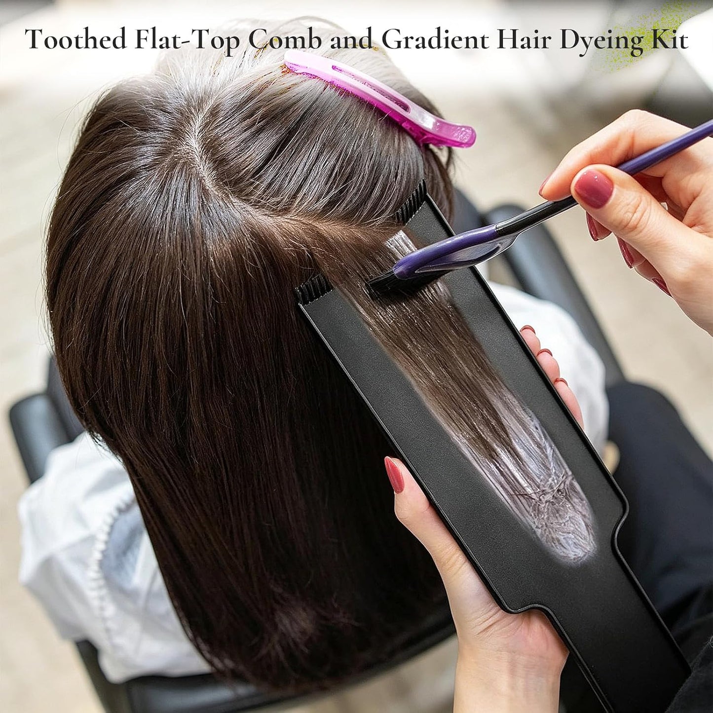 2PCS Hair Highlighting Board with Teeth, Flat Top Comb for Balayage, Professional Dyeing Kit for Salon &amp; Home Use, Reusable Plastic Tool for Multi-Colour Coloring