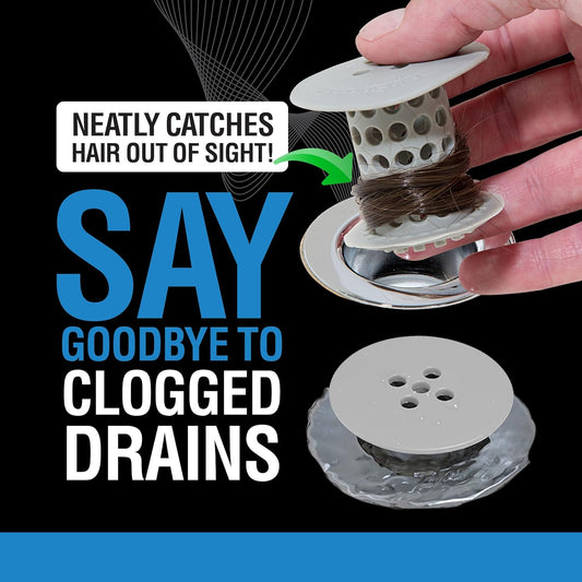 TubShroom Tub Drain Protector Hair Catcher Strainer Snare Silicone Grey Standard