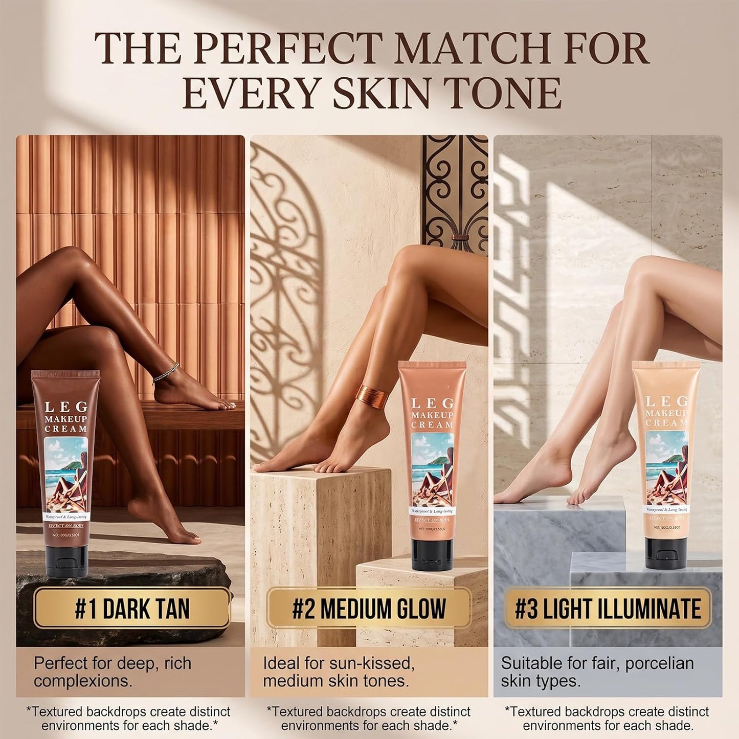 Leg Makeup Waterproof No Transfer, Full Coverage Concealer Leg Makeup Cream, Body Perfector Tattoo Cover Up Makeup,Body Coverage Foundation for Legs &amp; Body, Even Skin Tone Daily Wear (01# Light)