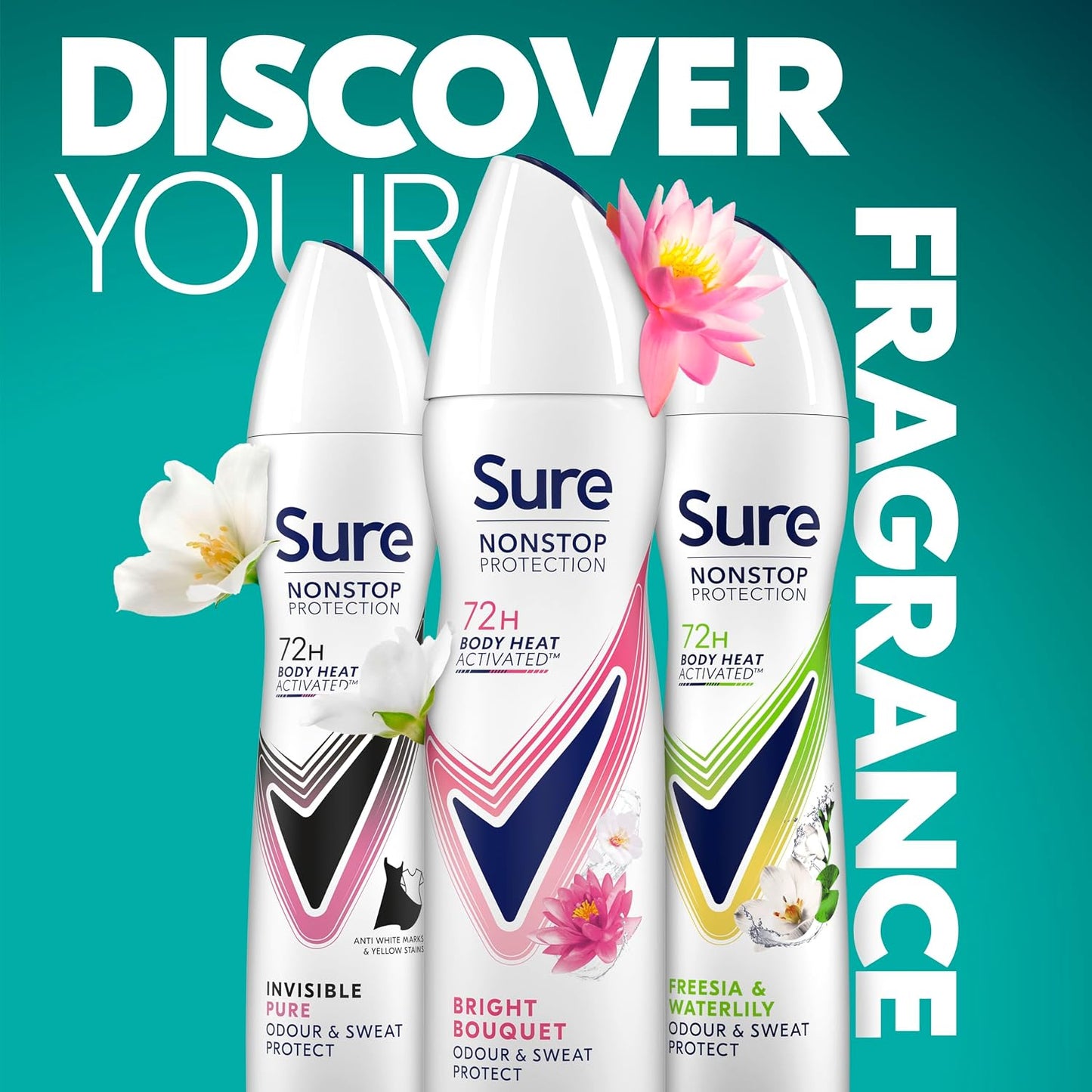 Sure Anti-Perspirant Deodorant Aerosol Bright Bouquet Nonstop Protection 150 ml
