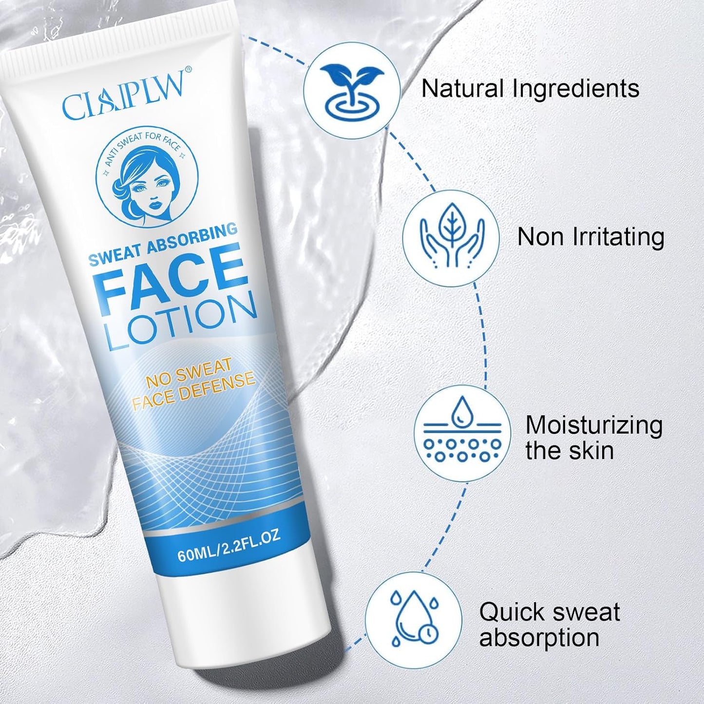 Sweat Absorbing Face Lotion, Antiperspirant for Face, Prevent Excess Facial Sweating and Facial Shining, Block Sweat and Oily Skin Control, Anti Sweat Cream For Women and Men, 60ml