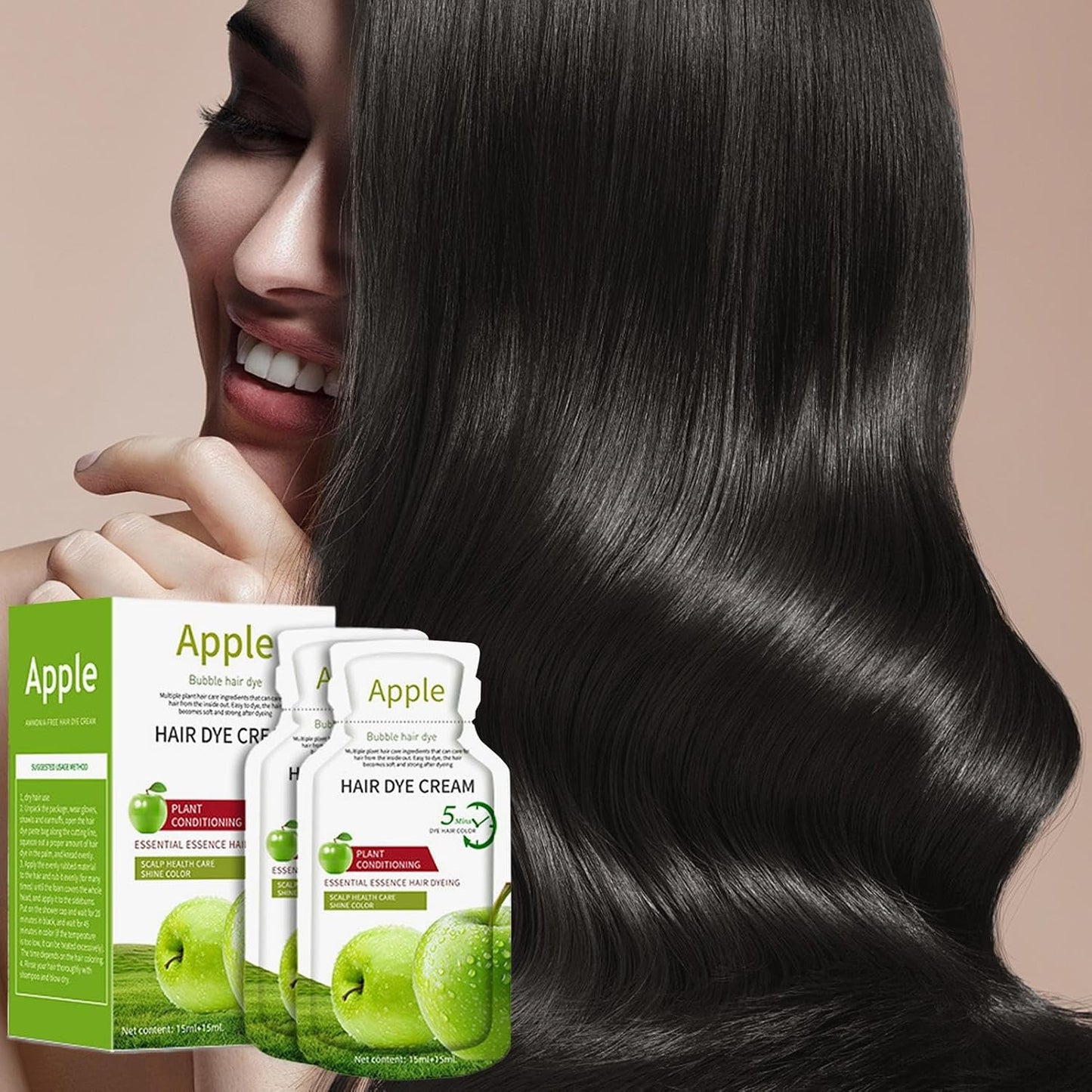 Colour Hair Dye, 300 ml Colouring Cream with Grey Cover, Fruity Fragrance, Long-Lasting Colour Holding, Natural Plant Extracts for Salon, Home, Beginners &amp; Family